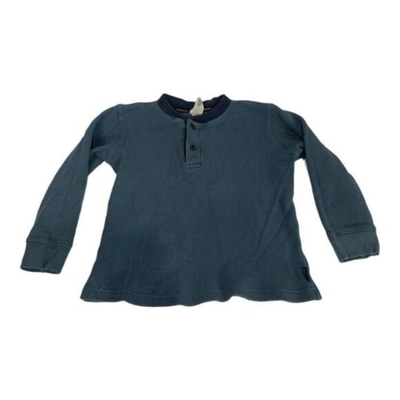 Old Navy Baby Boys Long Sleeve Thermal Henley Shirt Size 3T Navy Blue Cotton - Picture 1 of 3